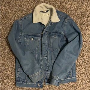 Oversized Sherpa lined jean jacket
